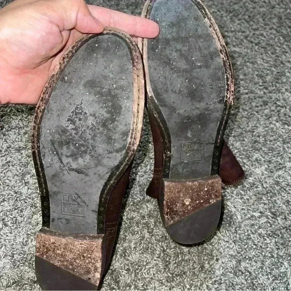 Frye Dark Brown Anna Shortie Boots Pull-on Short Booties Sz 8.5M - Picture 4 of 9